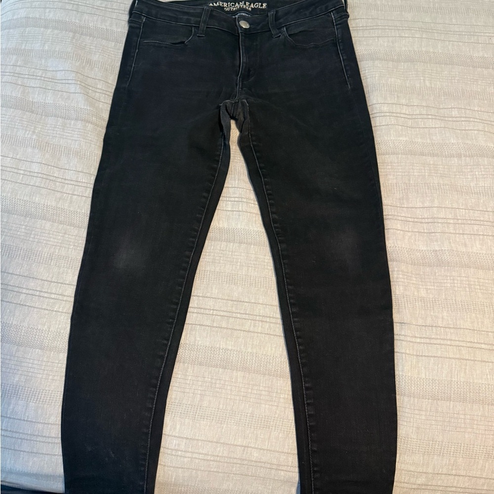 American Eagle Black Jeggings Super Stretch X Denim
